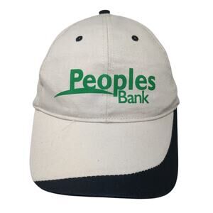 Peoples Bank Strapback Baseball Cap Beige One Size Adjustable 6 Panel Vitronic